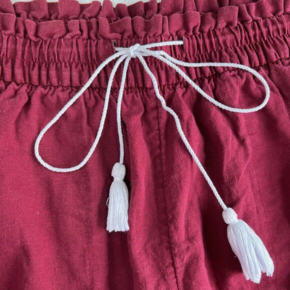 Ava & Viv X 14W Pants Linen Blend Wide Split Leg Pull On Burgundy Women Vacation - Picture 5 of 14